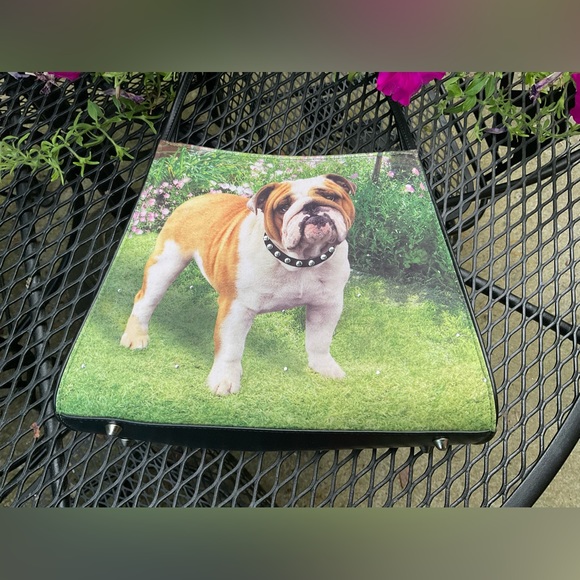 Adorable Bulldog Rhinestone Bling Collar Double Handle Silver Hardware Bag! - Picture 14 of 16